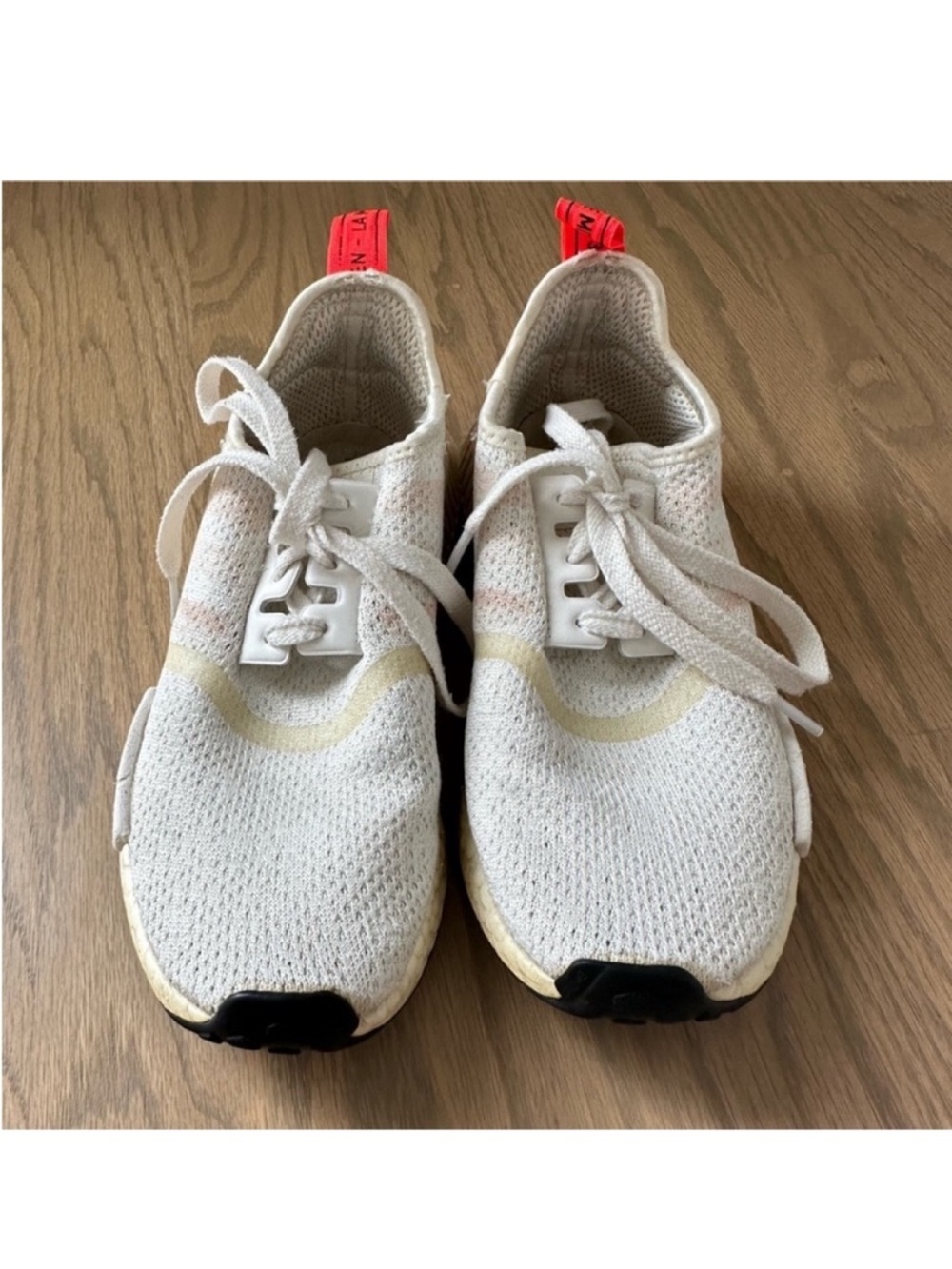 Adidas NMD R1 Cream & Orange Sneakers | 6 - Picture 6 of 9